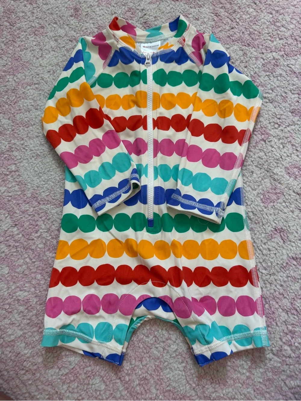 Hanna Andersson Multi-Color Rainbow Dot Zip Front Rashguard One-Piece